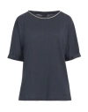 Geox Woman T-shirt Navy Size M Cotton, Modal In Navy Blue
