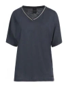 Geox Woman T-shirt Navy Size Xs Cotton, Modal In Navy Blue