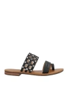 Geox Woman Toe Strap Sandals Black Size 5 Soft Leather In Black