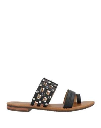 Geox Woman Toe Strap Sandals Black Size 5 Soft Leather