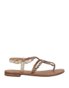 Geox Woman Thong Sandal Platinum Size 8 Leather In Grey