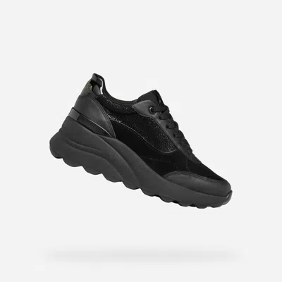 Geox Women's Spherica Ec13 Casual Platform Wedge Sneakers In Black