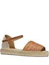 Geox Woven Ankle-strap Espadrilles In Brown