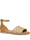Geox Woven Ankle-strap Sandals In Brown