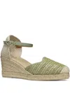 Geox Woven-sole Ankle-strap Espadrilles In Green