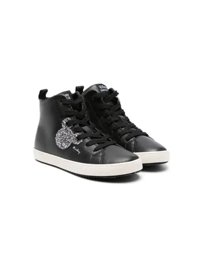 Geox Kids' X Disney Kalispera Mickey High-top Sneakers In Black