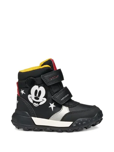Geox X Disney Mickey Mouse Trekkyup Abx Round-toe Boots In Black