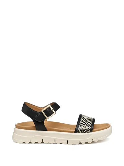 Geox Xand 2.1s Geometric-pattern Buckled Sandals In Black