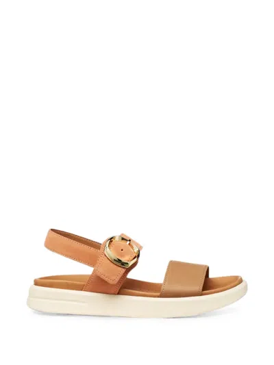 Geox Xand 2s Buckle-fastening Metallic Sandals In Brown