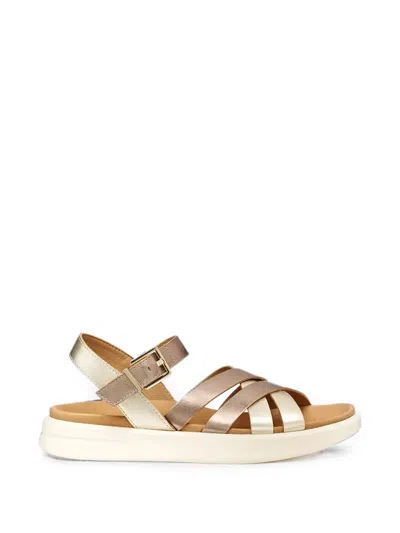 Geox Xand 2s Metallic-finish Crossover-strap Sandals In Animal Print