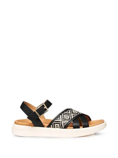 Geox Xand 2s Woven-panel Buckled Sandals In Black