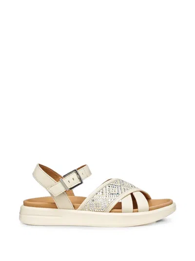 Geox Xand 2s Woven-panel Buckled Sandals In White