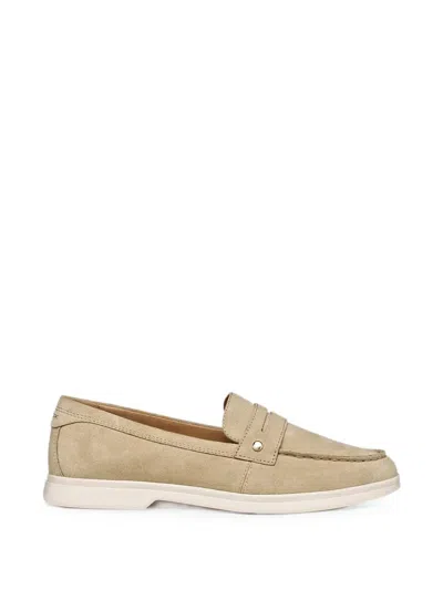 Geox Xand 3 Penny-slot Almond-toe Loafers In Neutral