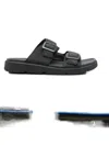 Geox Xand Double Buckle Leather Sandals In Black