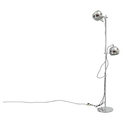 Pre-owned Gepo Mid-century  Double Chrome Globe Floor Lamp, Adjustable, Mod In Transparent