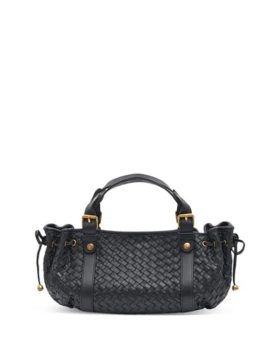 Gerard Darel 12h Small Woven Leather Handbag In Black