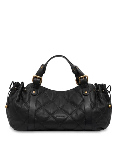 Gerard Darel 24h Matelasse Leather Overnight Bag In Black
