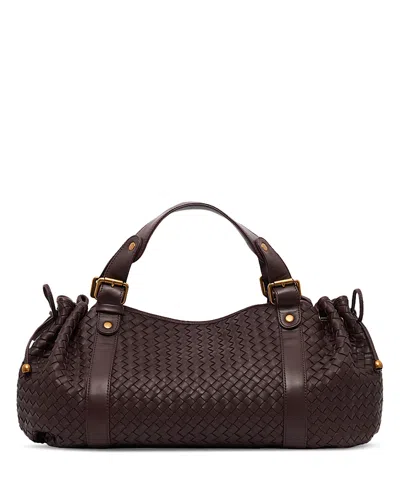 Gerard Darel 24h Woven Leather Duffel Bag In Redwine