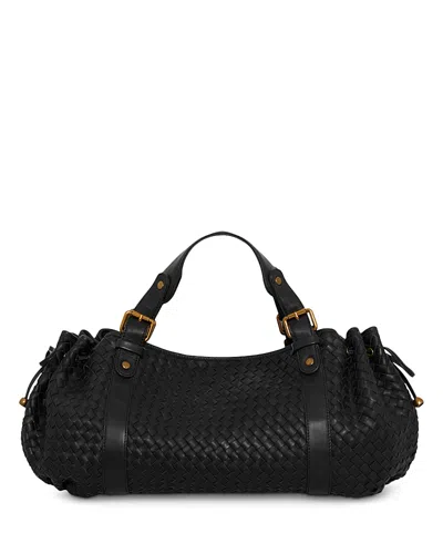 Gerard Darel 24h Woven Leather Handbag In Black