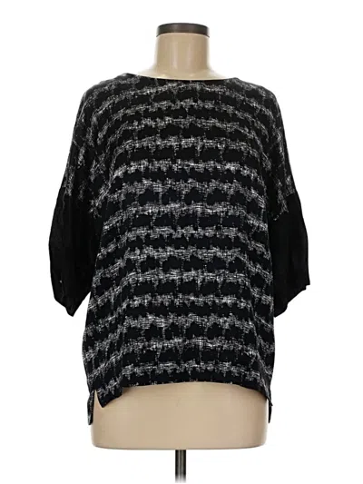 Pre-owned Gerard Darel 3/4 Sleeve Silk Top Black Boatneck Tops
