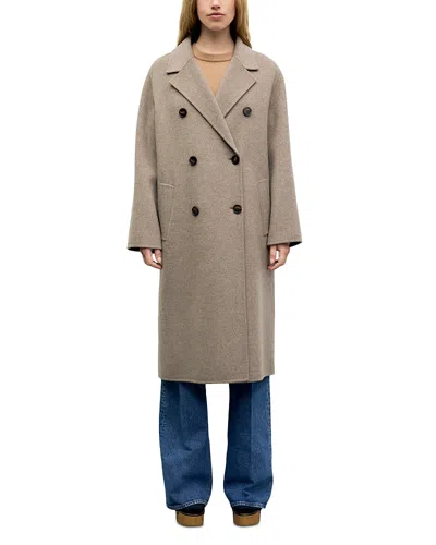 Gerard Darel Aela Double Breasted Coat In Brown