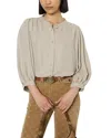 Gerard Darel Alana Button Front Shirt In Gray