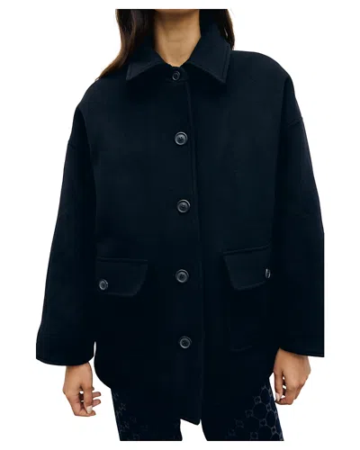 Gerard Darel Alee Wool Blend Coat In Black