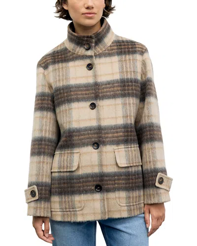 Gerard Darel Ally Printed Button Front Coat In Brown