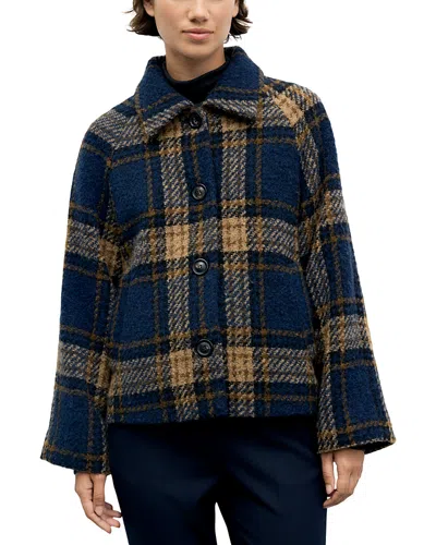 Gerard Darel Almy Plaid Coat In Blue