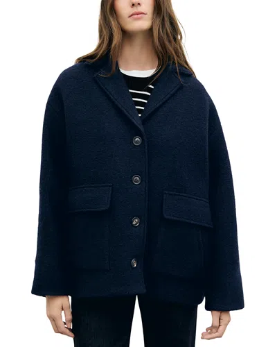 Gerard Darel Alon Wool Notch Collar Coat In Blue