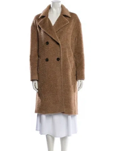 Pre-owned Gerard Darel Alpaca Faux Fur Coat In Brown