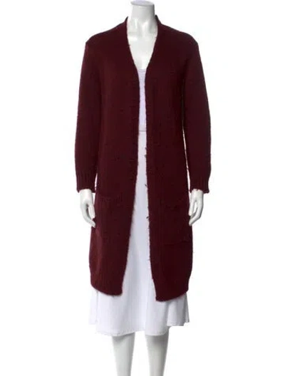 Pre-owned Gerard Darel Alpaca Open Front Sweater In Burgundy