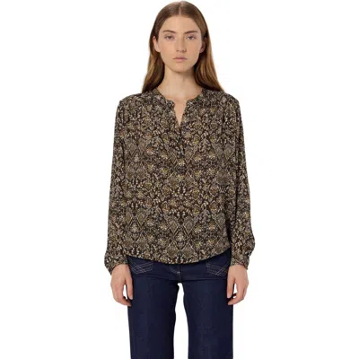 Gerard Darel Althea Cultural Print Blouse In Brown