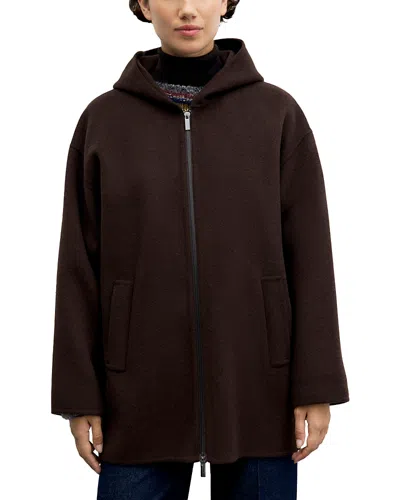 Gerard Darel Alva Wool Hooded Coat In Brown