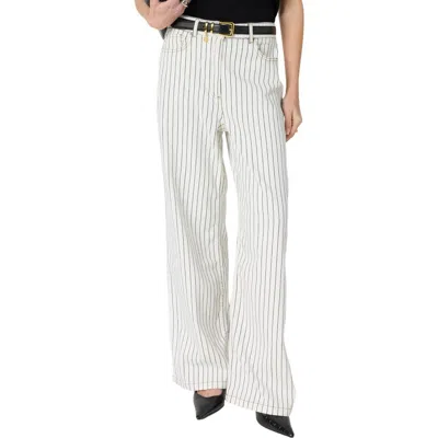 Gerard Darel Amaliah Striped Wide Leg Jeans In White