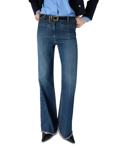 Gerard Darel Amandie Bootcut Frayed Hem Jeans In Blue