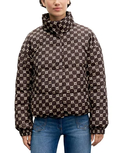 Gerard Darel Amar Checkered Puffer Coat In Brown
