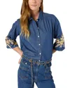 Gerard Darel Amelie Button Front Shirt In Blue