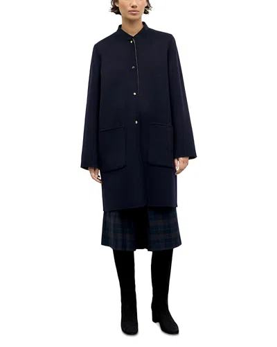 Gerard Darel Anai Wool Double Face Coat In Blue