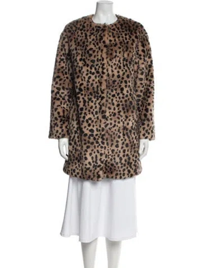 Pre-owned Gerard Darel Animal Print Faux Fur Coat In Neutral