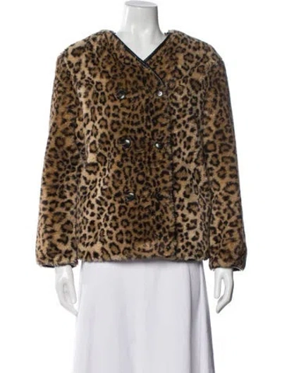 Pre-owned Gerard Darel Animal Print Faux Fur Jacket In Multi