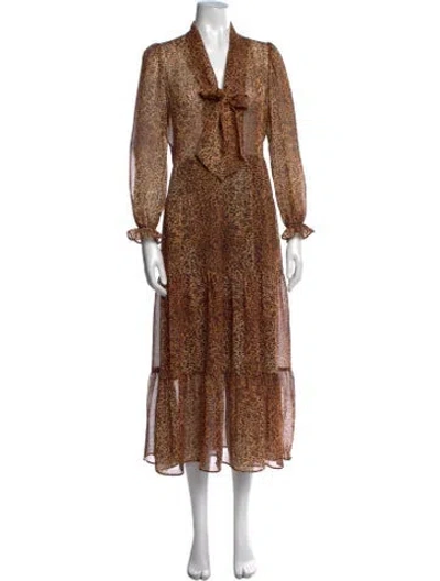 Pre-owned Gerard Darel Animal Print Midi Length Dress In Brown