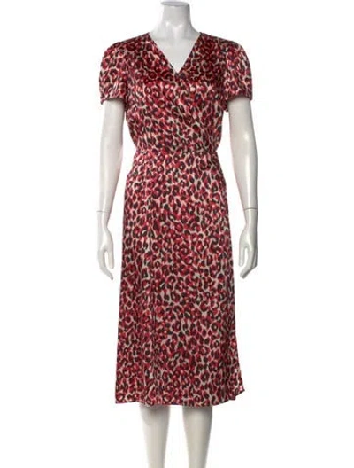 Pre-owned Gerard Darel Animal Print Midi Length Dress In Red