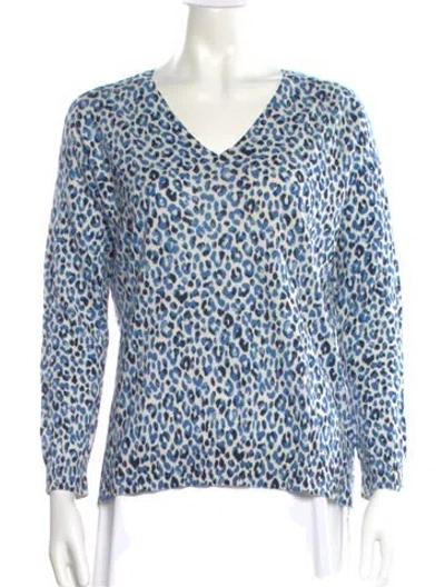 Pre-owned Gerard Darel Animal Print V-neck Sweater In Blue