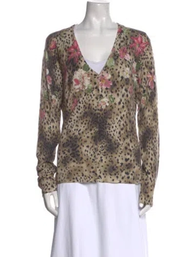 Pre-owned Gerard Darel Animal Print V-neck Sweater In Neutral