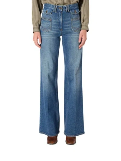 Gerard Darel Anna Flared High Rise Jeans In Blue