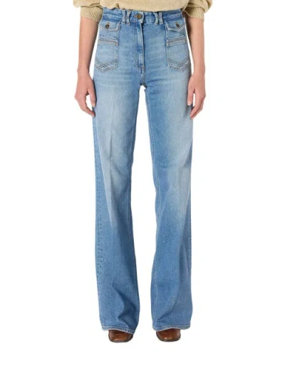 Gerard Darel Anna Flared High Waisted Jeans In Blue