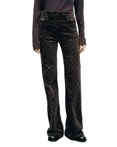 Gerard Darel Anna High Rise Flare Jeans In Brown In Multi