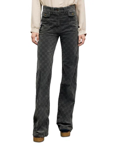 Gerard Darel Anna High Rise Flare Jeans In Charcoal In Multi