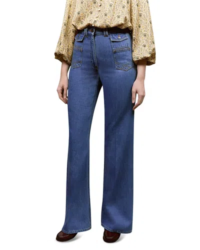 Gerard Darel Anna Wide Leg Jeans In Blue